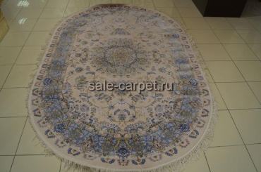 Иранский ковёр (Персия) 0512A cream blue oval
